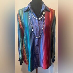 Ellen Tracy Multicolor Striped Blouse